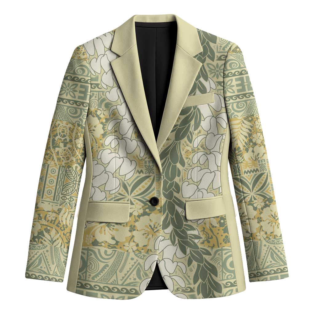 Vintage Puakenikeni and Maile Lei Blazer Hawaiian Style Tribal Tapa Double Strand Lei - Polynesian Pride