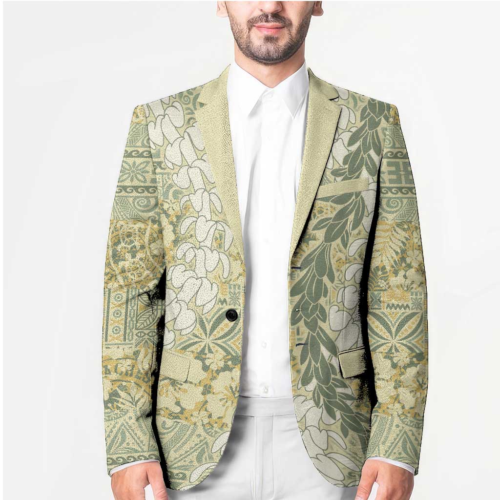 Vintage Puakenikeni and Maile Lei Blazer Hawaiian Style Tribal Tapa Double Strand Lei - Polynesian Pride