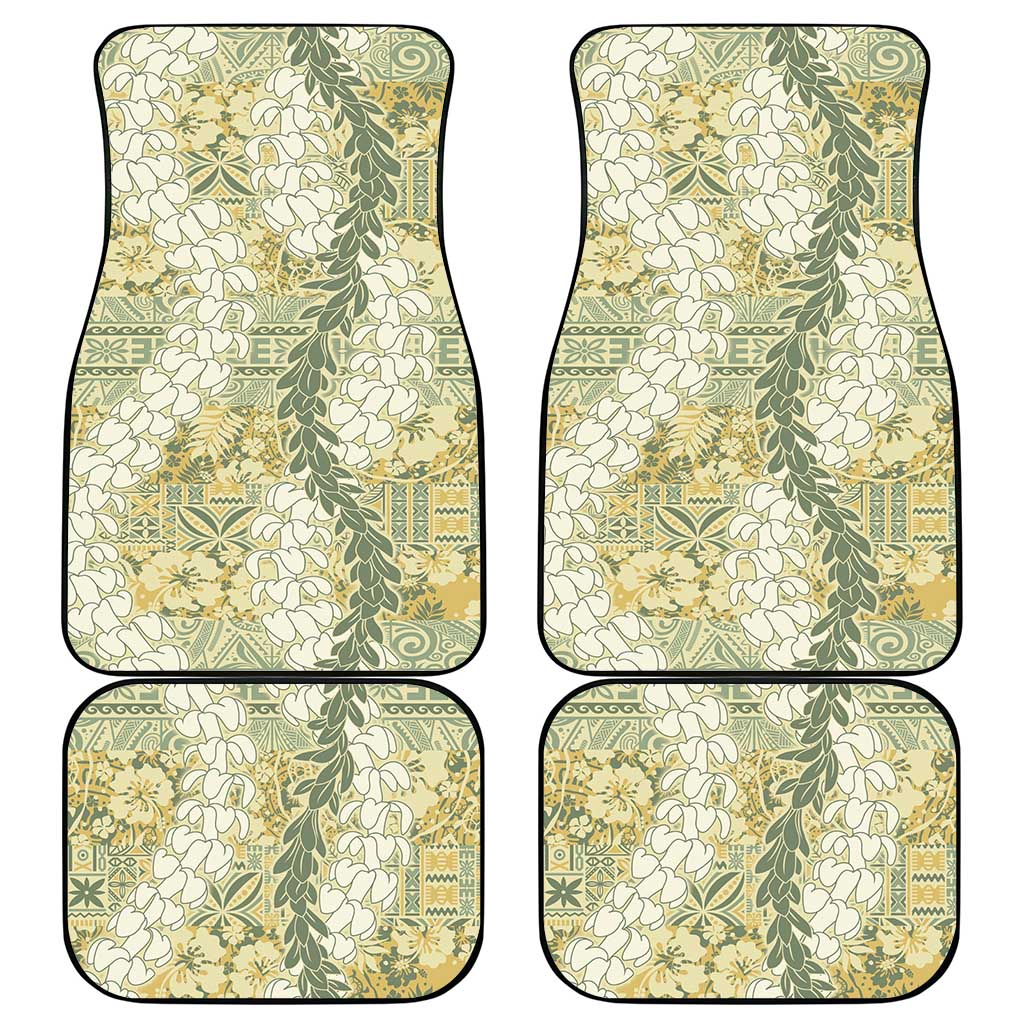Vintage Puakenikeni and Maile Lei Car Mats Hawaiian Style Tribal Tapa Double Strand Lei
