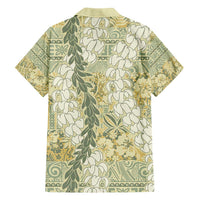 Vintage Puakenikeni and Maile Lei Family Matching Short Sleeve Bodycon Dress and Hawaiian Shirt Hawaiian Style Tribal Tapa Double Strand Lei