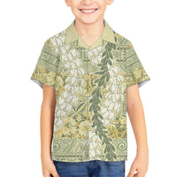 Vintage Puakenikeni and Maile Lei Family Matching Tank Maxi Dress and Hawaiian Shirt Hawaiian Style Tribal Tapa Double Strand Lei