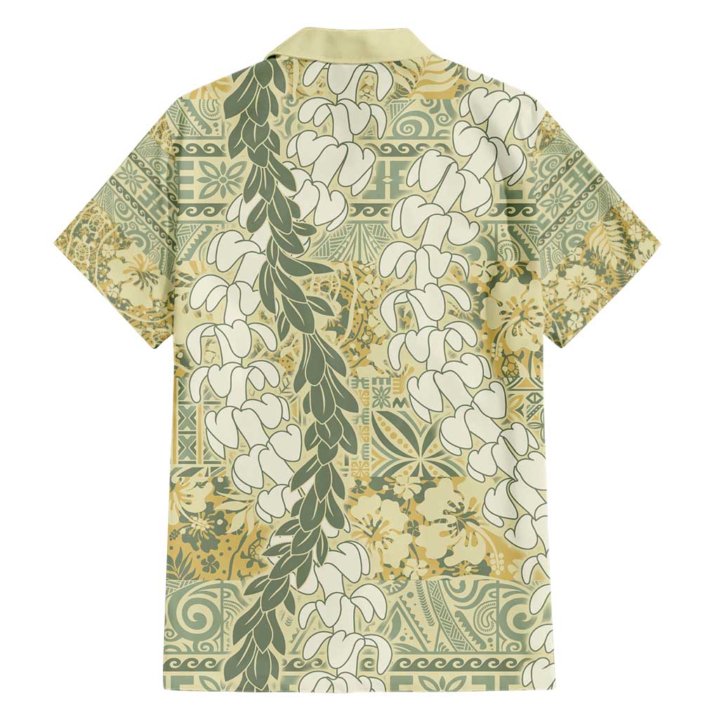 Vintage Puakenikeni and Maile Lei Hawaiian Shirt Hawaiian Style Tribal Tapa Double Strand Lei
