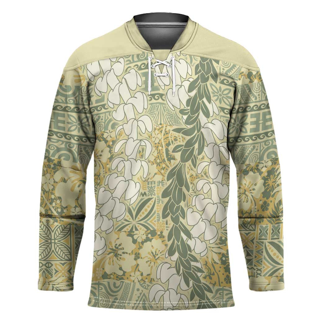 Vintage Puakenikeni and Maile Lei Hockey Jersey Hawaiian Style Tribal Tapa Double Strand Lei - Polynesian Pride