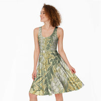 Vintage Puakenikeni and Maile Lei Midi Dress Hawaiian Style Tribal Tapa Double Strand Lei - Polynesian Pride