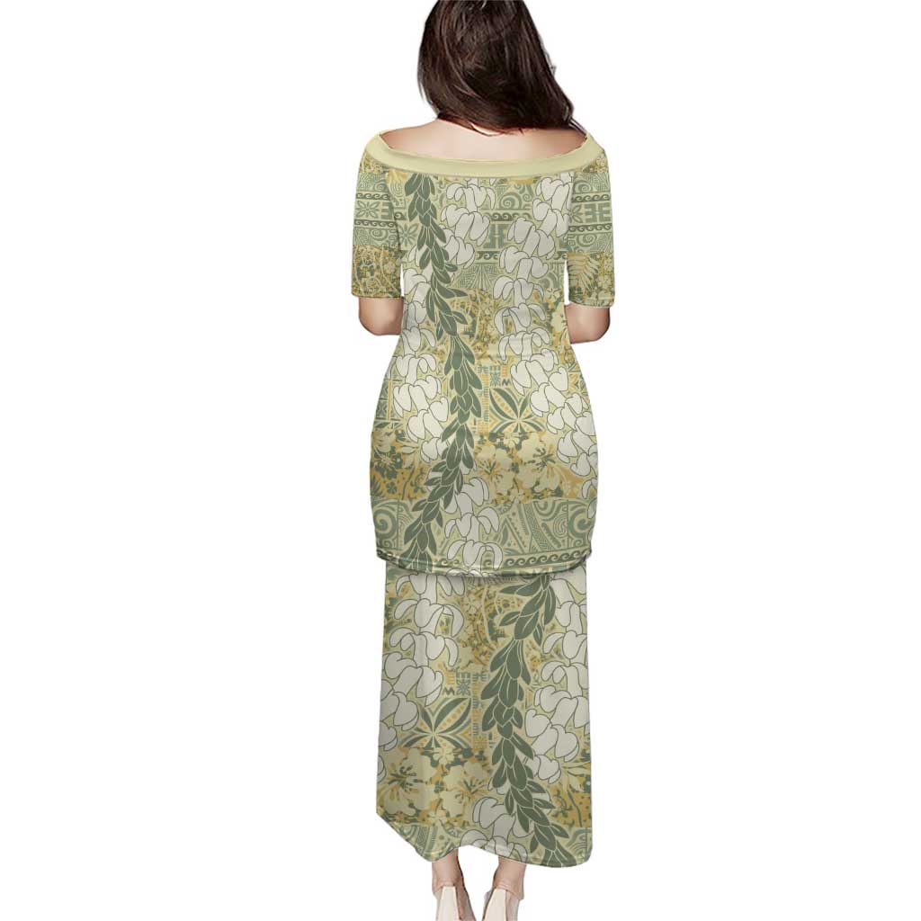 Vintage Puakenikeni and Maile Lei Puletasi Hawaiian Style Tribal Tapa Double Strand Lei