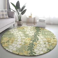 Vintage Puakenikeni and Maile Lei Round Carpet Hawaiian Style Tribal Tapa Double Strand Lei