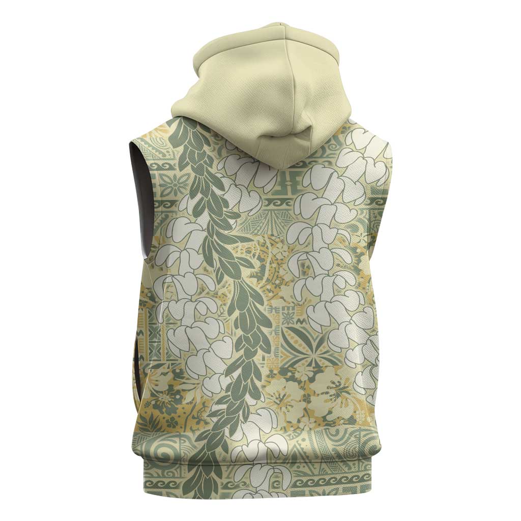 Vintage Puakenikeni and Maile Lei Sleeveless Hoodie Hawaiian Style Tribal Tapa Double Strand Lei - Polynesian Pride