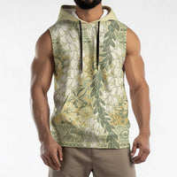 Vintage Puakenikeni and Maile Lei Sleeveless Hoodie Hawaiian Style Tribal Tapa Double Strand Lei - Polynesian Pride