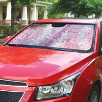 Pink Puakenikeni and Maile Lei Auto Sun Shade Hawaiian Style Tribal Tapa Double Strand Lei - Polynesian Pride