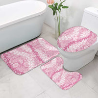 Pink Puakenikeni and Maile Lei Bathroom Set Hawaiian Style Tribal Tapa Double Strand Lei - Polynesian Pride