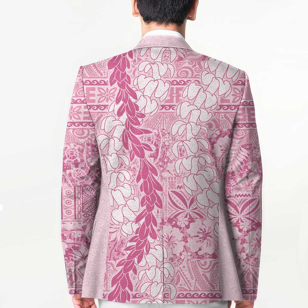 Pink Puakenikeni and Maile Lei Blazer Hawaiian Style Tribal Tapa Double Strand Lei - Polynesian Pride