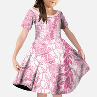 Pink Puakenikeni and Maile Lei Family Matching Mermaid Dress and Hawaiian Shirt Hawaiian Style Tribal Tapa Double Strand Lei