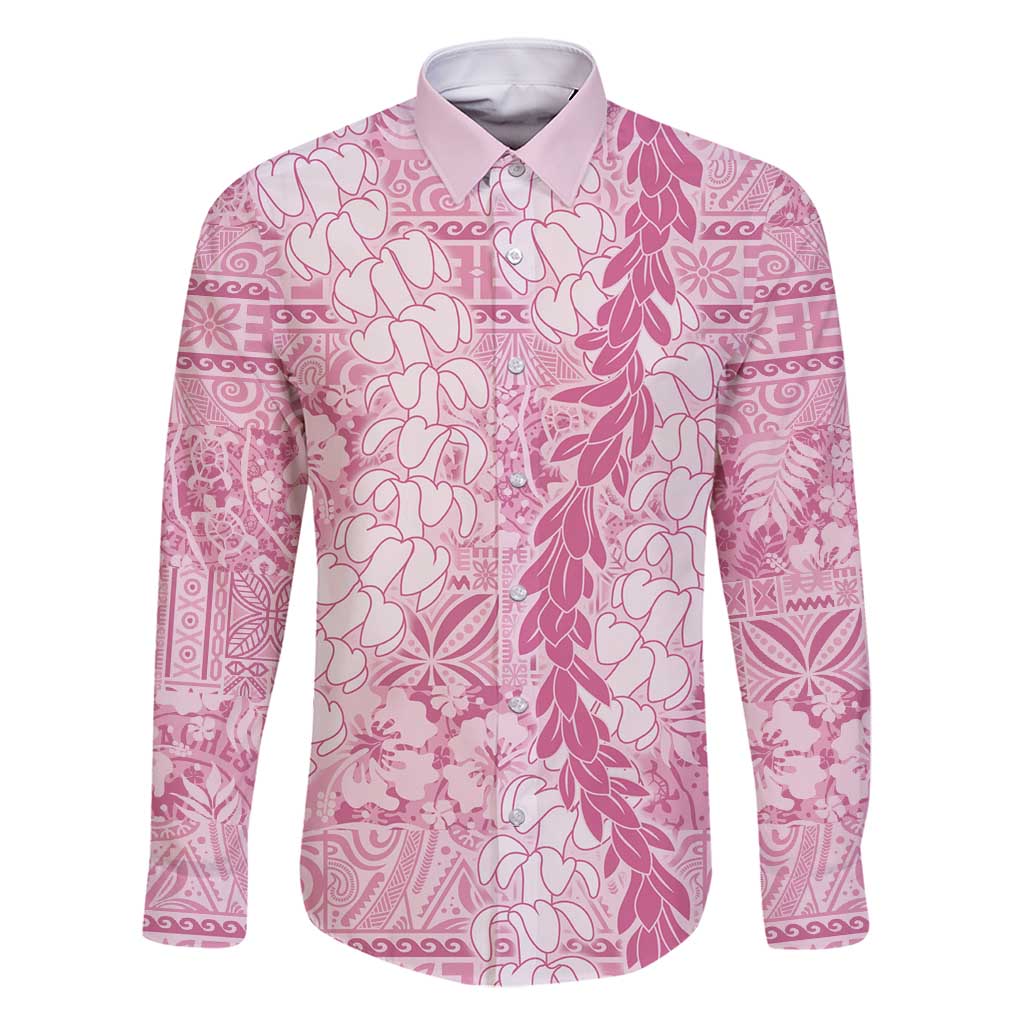 Pink Puakenikeni and Maile Lei Family Matching Mermaid Dress and Hawaiian Shirt Hawaiian Style Tribal Tapa Double Strand Lei