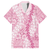 Pink Puakenikeni and Maile Lei Family Matching Summer Maxi Dress and Hawaiian Shirt Hawaiian Style Tribal Tapa Double Strand Lei