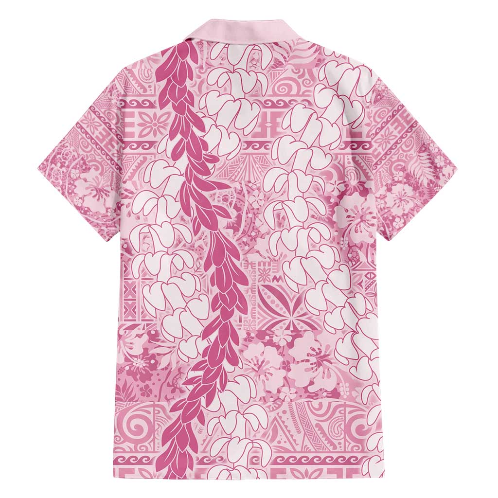 Pink Puakenikeni and Maile Lei Family Matching Summer Maxi Dress and Hawaiian Shirt Hawaiian Style Tribal Tapa Double Strand Lei