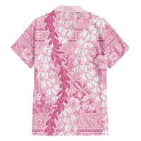 Pink Puakenikeni and Maile Lei Family Matching Tank Maxi Dress and Hawaiian Shirt Hawaiian Style Tribal Tapa Double Strand Lei