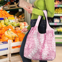 Pink Puakenikeni and Maile Lei Grocery Bag Hawaiian Style Tribal Tapa Double Strand Lei LT9 - Polynesian Pride