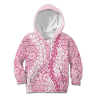 Pink Puakenikeni and Maile Lei Kid Hoodie Hawaiian Style Tribal Tapa Double Strand Lei