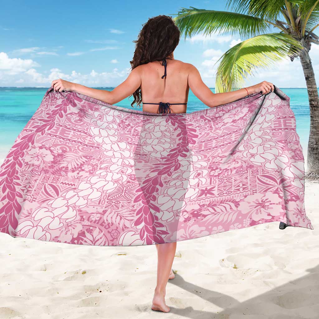 Pink Puakenikeni and Maile Lei Sarong Hawaiian Style Tribal Tapa Double Strand Lei