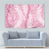 Pink Puakenikeni and Maile Lei Tapestry Hawaiian Style Tribal Tapa Double Strand Lei