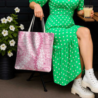 Pink Puakenikeni and Maile Lei Tote Bag Hawaiian Style Tribal Tapa Double Strand Lei - Polynesian Pride