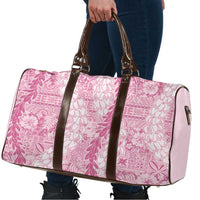 Pink Puakenikeni and Maile Lei Travel Bag Hawaiian Style Tribal Tapa Double Strand Lei - Polynesian Pride