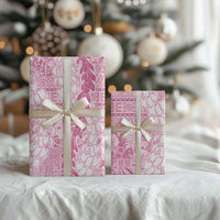 Pink Puakenikeni and Maile Lei Wrapping Paper Hawaiian Style Tribal Tapa Double Strand Lei - Polynesian Pride