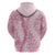 Pink Puakenikeni and Maile Lei Zip Hoodie Hawaiian Style Tribal Tapa Double Strand Lei