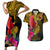 Personalised Papua New Guinea Rugby Couples Matching Short Sleeve Bodycon Dress and Hawaiian Shirt PNG Kumuls Champions Pacific Bowl LT9 Gold - Polynesian Pride