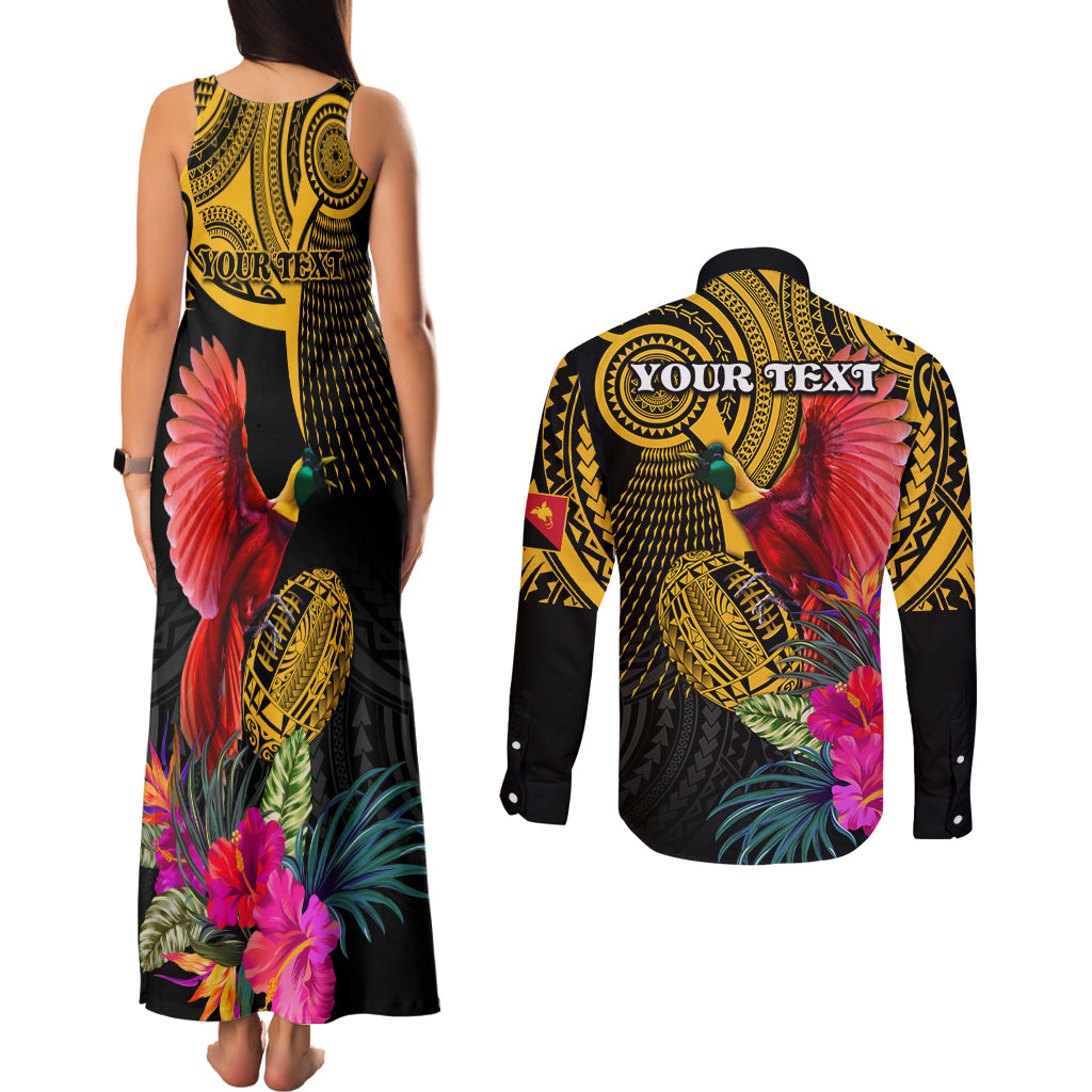 Personalised Papua New Guinea Rugby Couples Matching Tank Maxi Dress and Long Sleeve Button Shirt PNG Kumuls Champions Pacific Bowl LT9 - Polynesian Pride