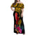 Personalised Papua New Guinea Rugby Family Matching Off Shoulder Maxi Dress and Hawaiian Shirt PNG Kumuls Champions Pacific Bowl LT9 Mom's Dress Gold - Polynesian Pride