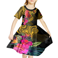 Personalised Papua New Guinea Rugby Kid Short Sleeve Dress PNG Kumuls Champions Pacific Bowl LT9 - Polynesian Pride