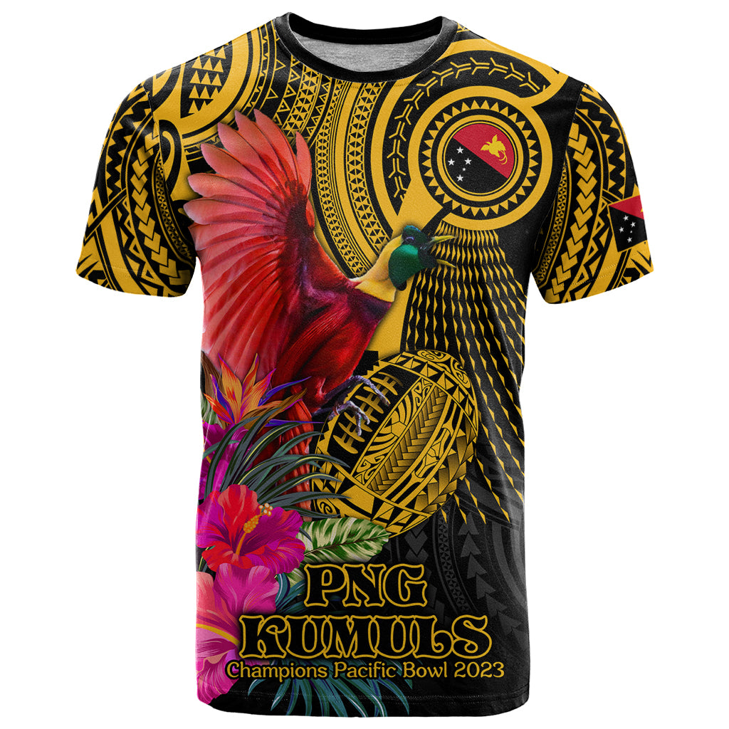 Personalised Papua New Guinea Rugby T Shirt PNG Kumuls Champions Pacific Bowl LT9 Gold - Polynesian Pride