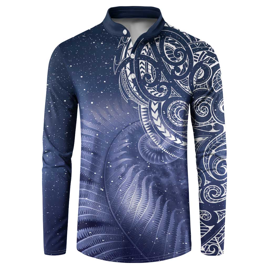 New Zealand Galaxy Fern Button Sweatshirt LT9 Galaxy - Polynesian Pride