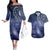 New Zealand Galaxy Fern Couples Matching Off The Shoulder Long Sleeve Dress and Hawaiian Shirt