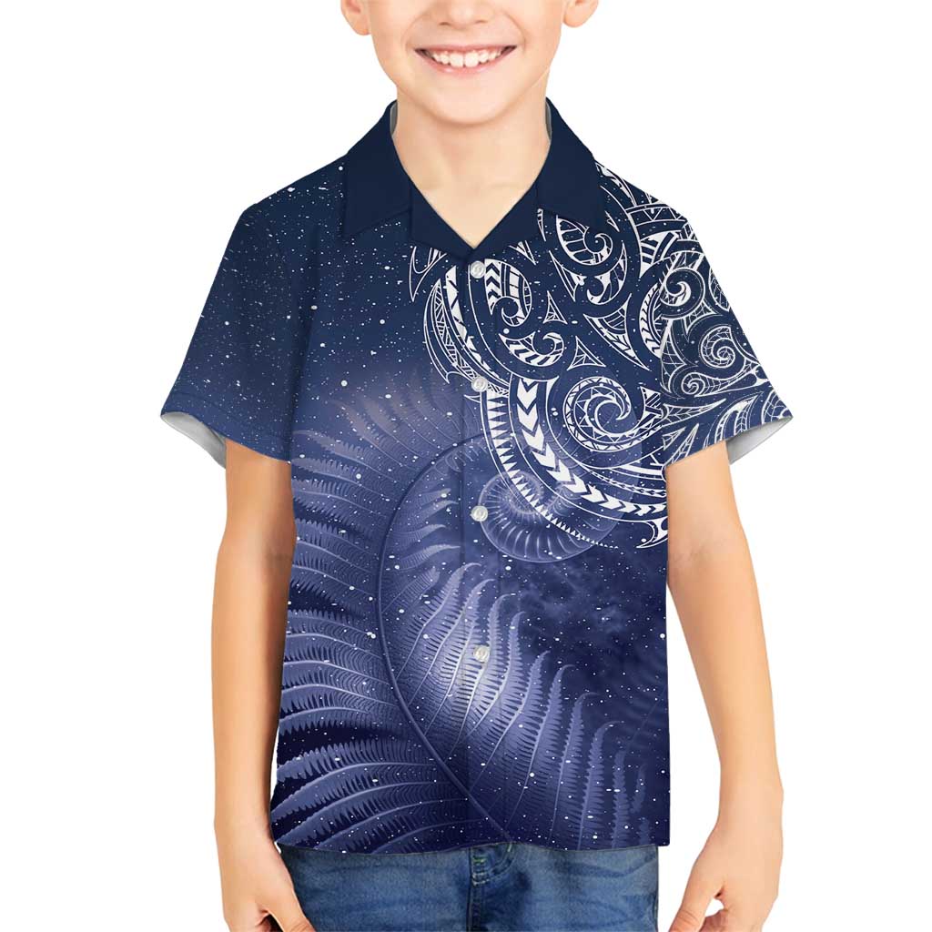 New Zealand Galaxy Fern Family Matching Off Shoulder Maxi Dress and Hawaiian Shirt LT9 Son's Shirt Galaxy - Polynesian Pride