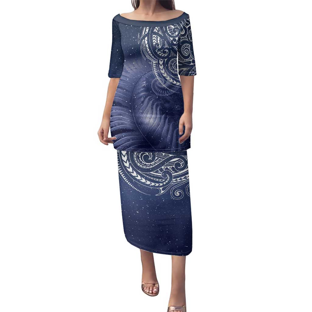 New Zealand Galaxy Fern Family Matching Puletasi and Hawaiian Shirt