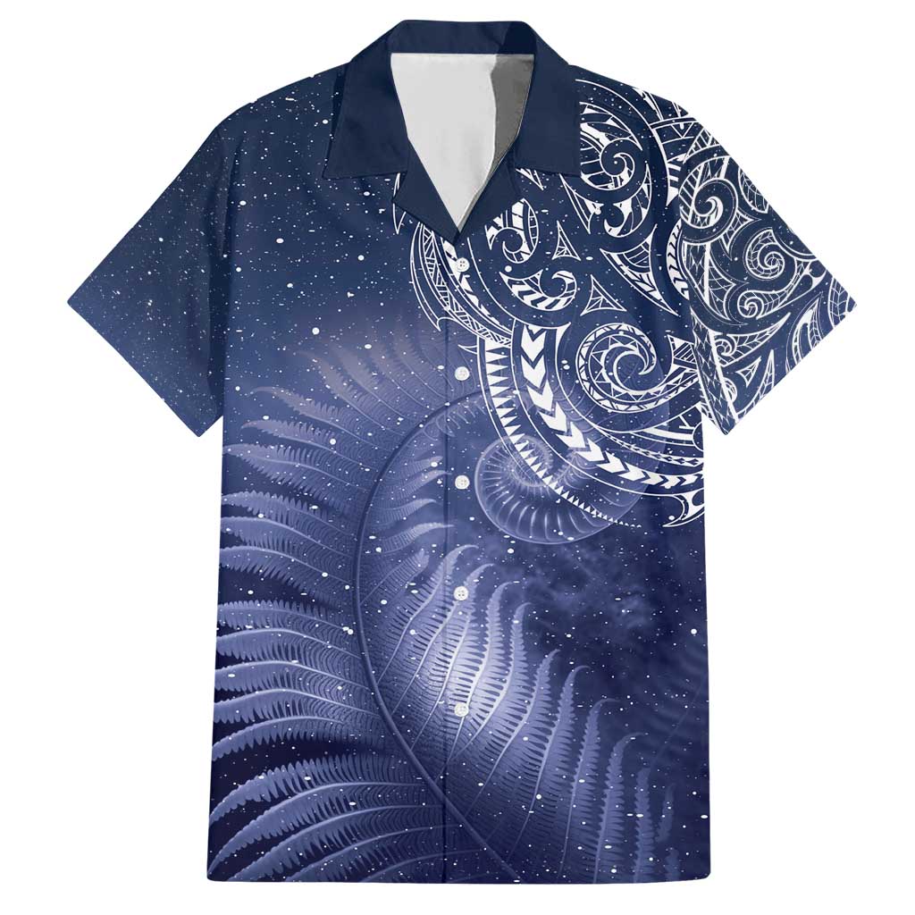 New Zealand Galaxy Fern Family Matching Short Sleeve Bodycon Dress and Hawaiian Shirt