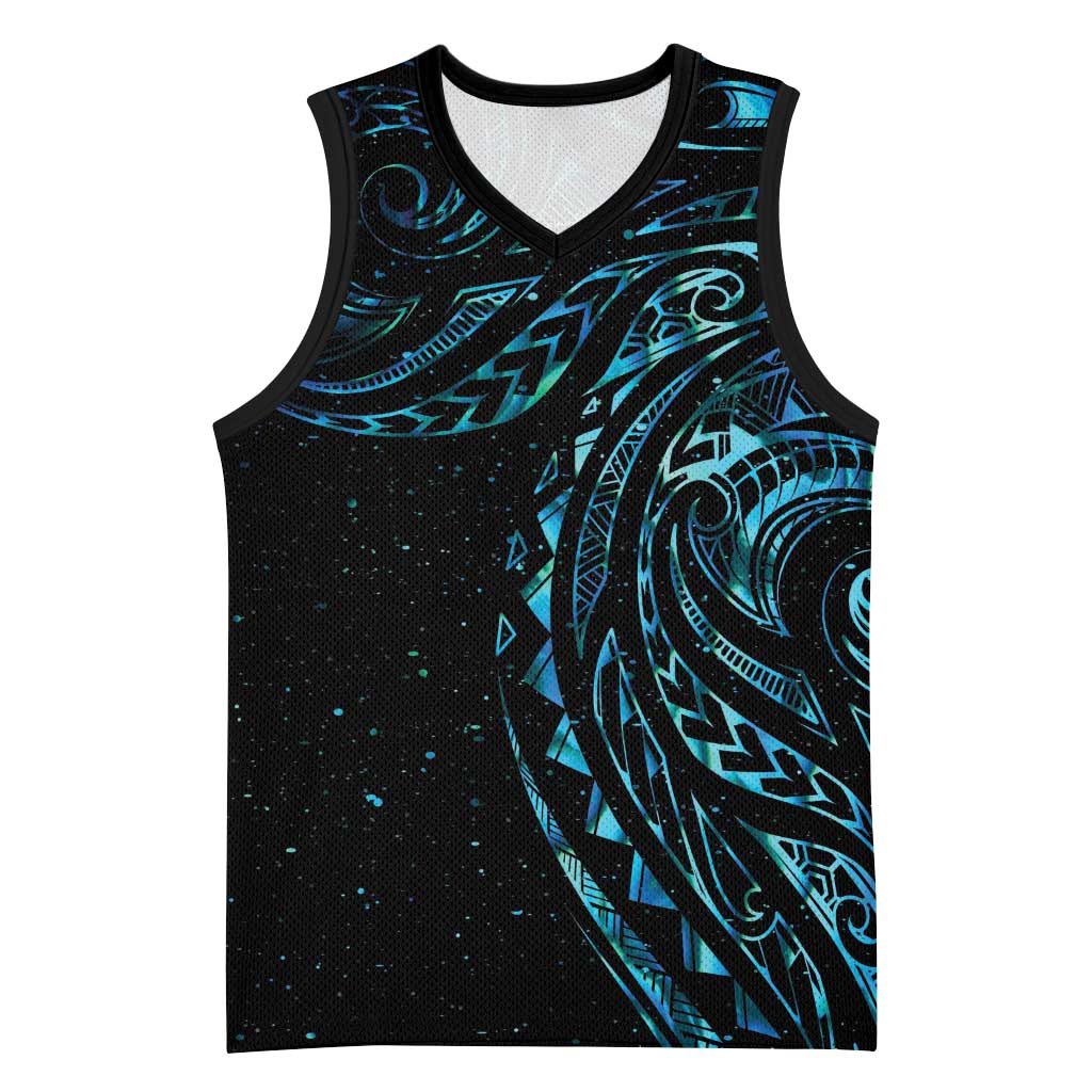 New Zealand Matariki Basketball Jersey Galaxy Maori Tribal Tattoo - Polynesian Pride