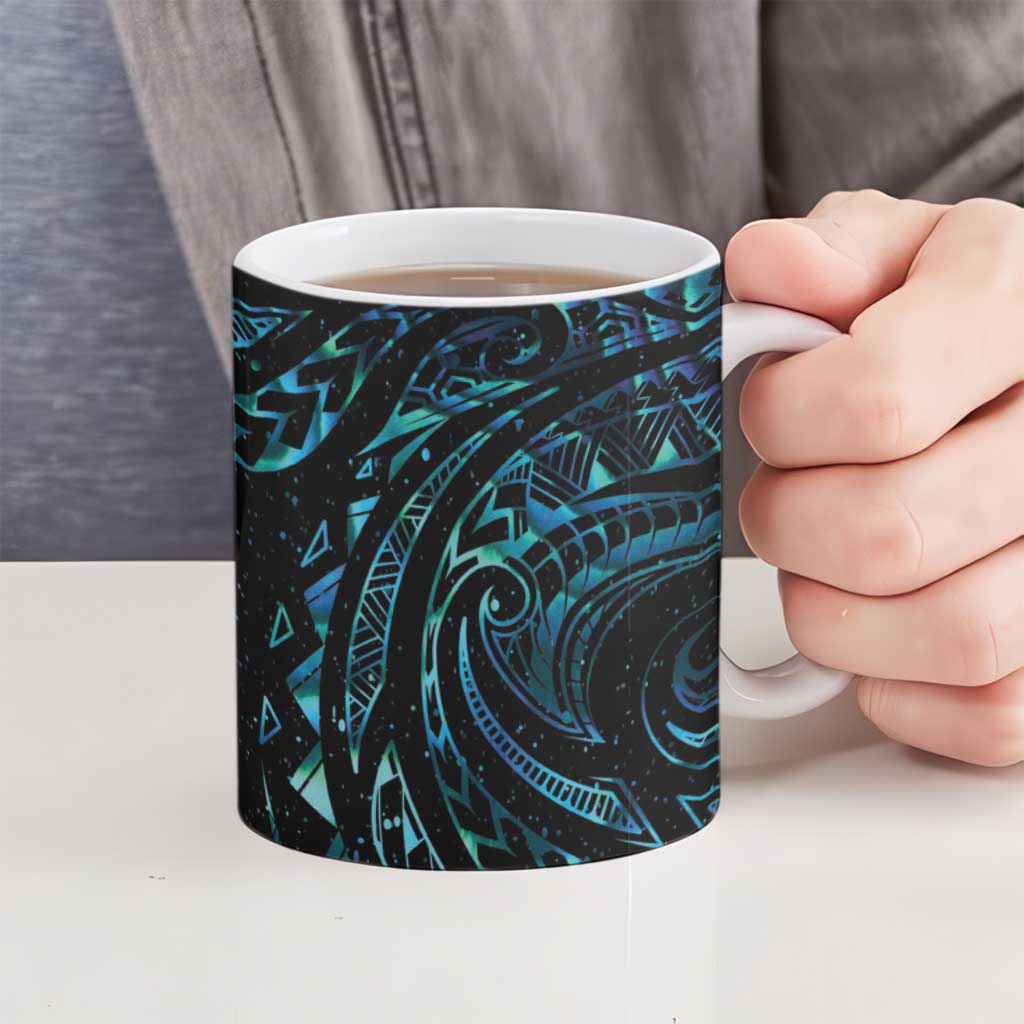 New Zealand Matariki Ceramic Mug Galaxy Maori Tribal Tattoo - Polynesian Pride