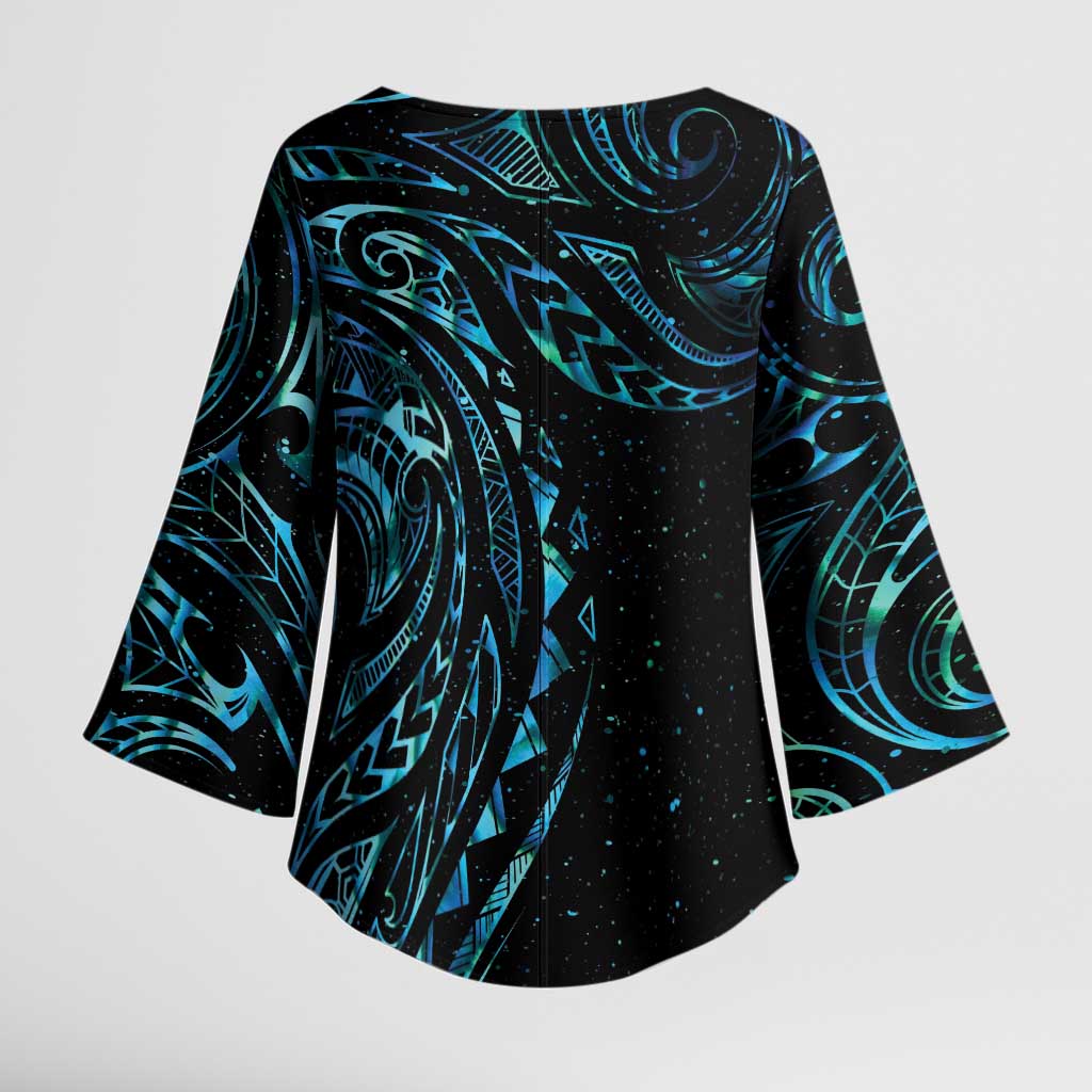 New Zealand Matariki Kimono Sleeve Blouse Galaxy Maori Tribal Tattoo - Polynesian Pride