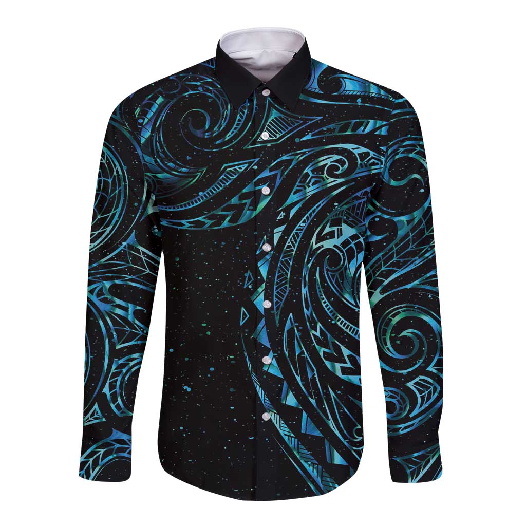 New Zealand Tribal Tattoo Long Sleeve Button Shirt With Matariki Art