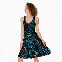 New Zealand Matariki Midi Dress Galaxy Maori Tribal Tattoo - Polynesian Pride