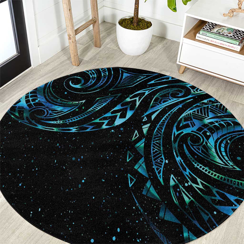 New Zealand Tribal Tattoo Round Carpet With Matariki Art