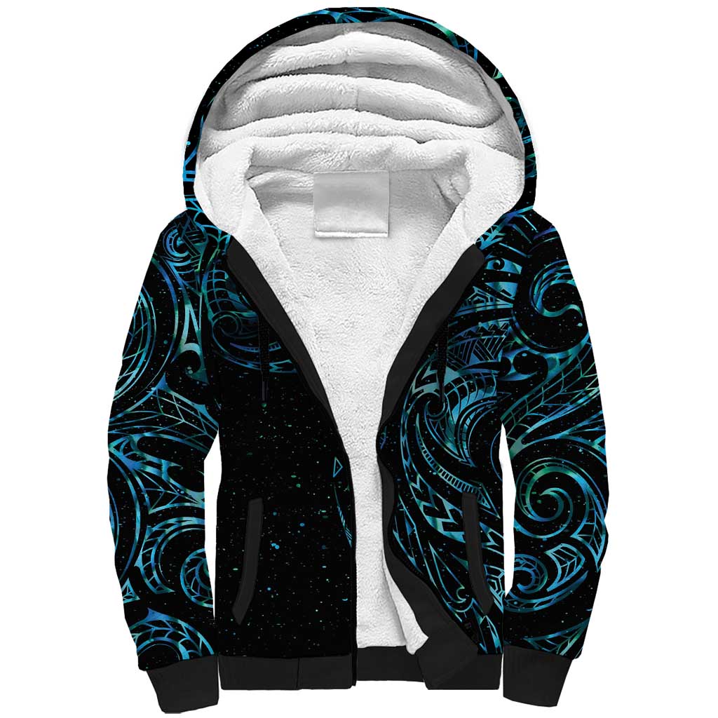 New Zealand Tribal Tattoo Sherpa Hoodie With Matariki Art