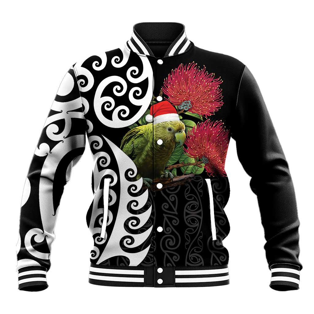 New Zealand Kakapo Christmas Baseball Jacket Meri Kirihimete Pohutukawa Flowers