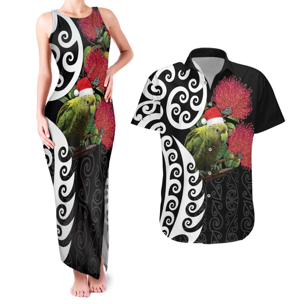 New Zealand Kakapo Christmas Couples Matching Tank Maxi Dress and Hawaiian Shirt Meri Kirihimete Pohutukawa Flowers