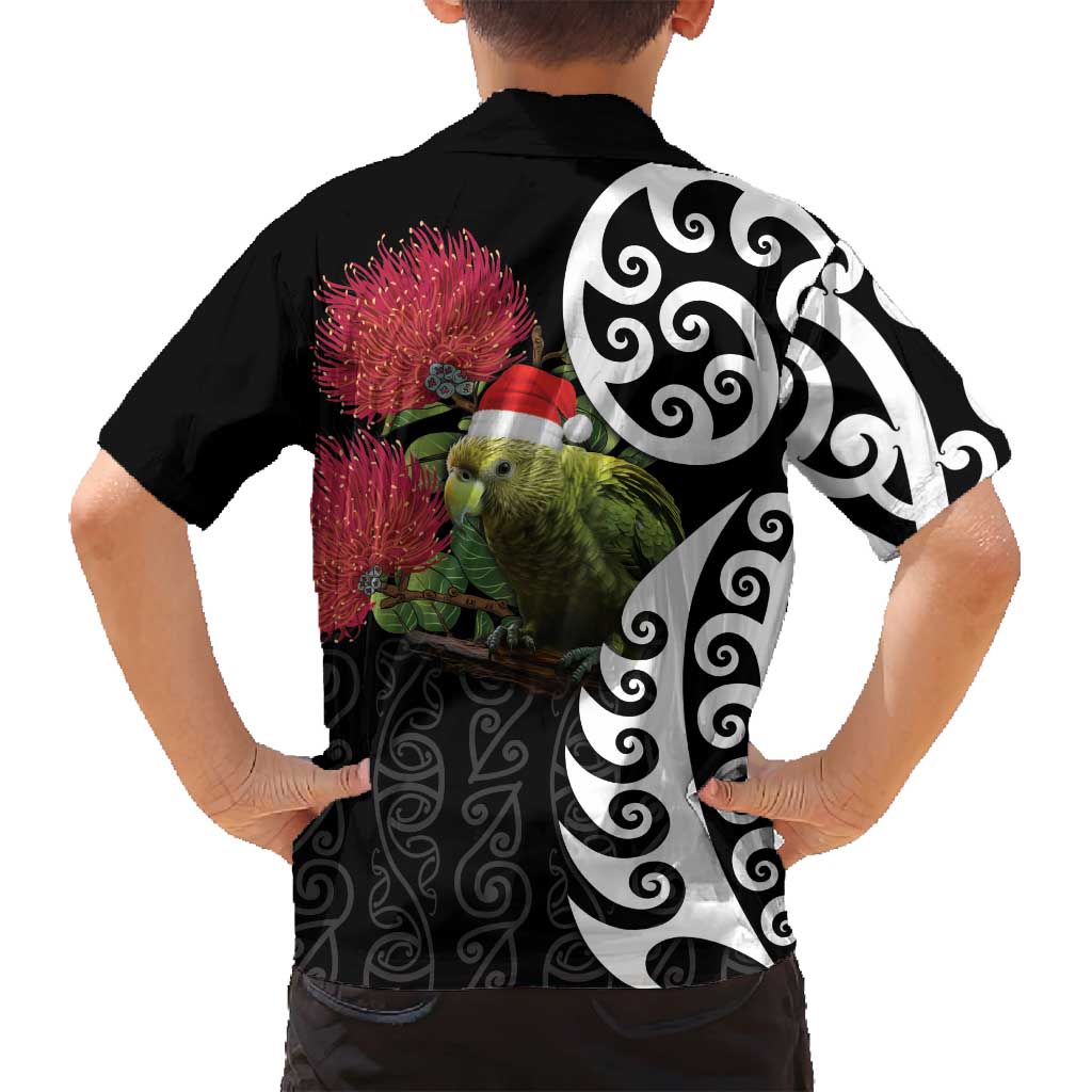 New Zealand Kakapo Christmas Family Matching Long Sleeve Bodycon Dress and Hawaiian Shirt Meri Kirihimete Pohutukawa Flowers
