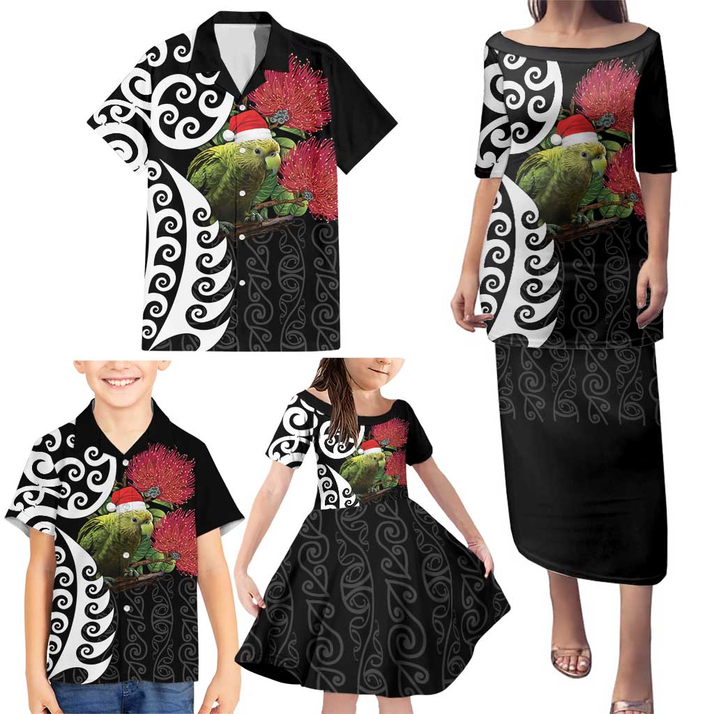 New Zealand Kakapo Christmas Family Matching Puletasi and Hawaiian Shirt Meri Kirihimete Pohutukawa Flowers