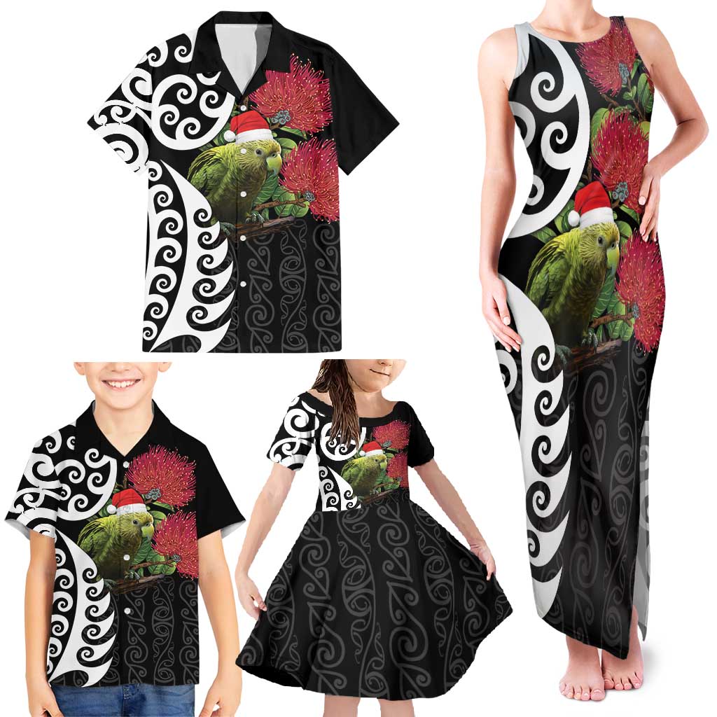 New Zealand Kakapo Christmas Family Matching Tank Maxi Dress and Hawaiian Shirt Meri Kirihimete Pohutukawa Flowers LT9 - Polynesian Pride